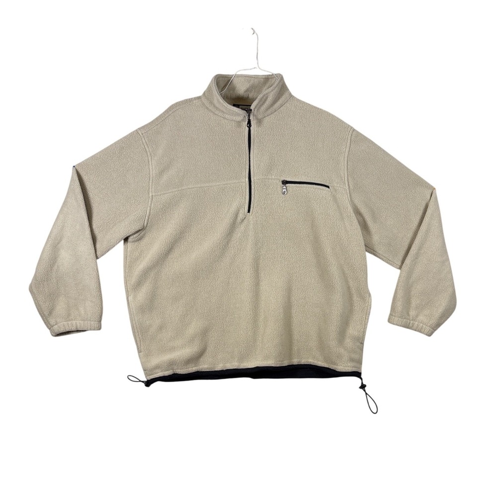 Hood River Mens XL Fleece Quarter Zip Pullover Beige Deerskin 5206 Mock Neck